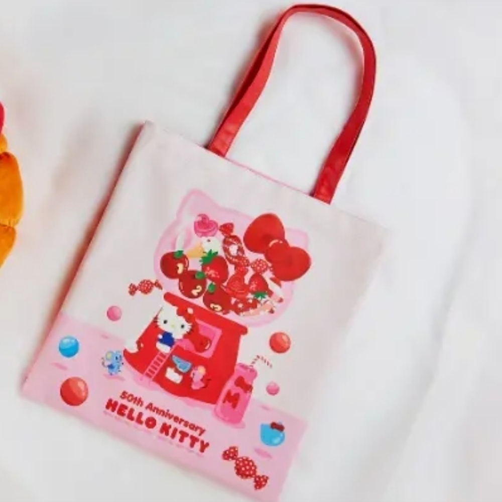 Sanrio Hello Kitty 50th Anniversary Tote Bag Pink Red